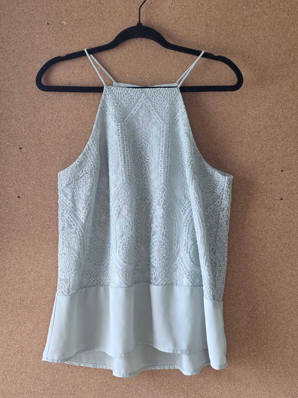 Altar'd State Pale Blue Lace Halter Tank Top Sz Lg